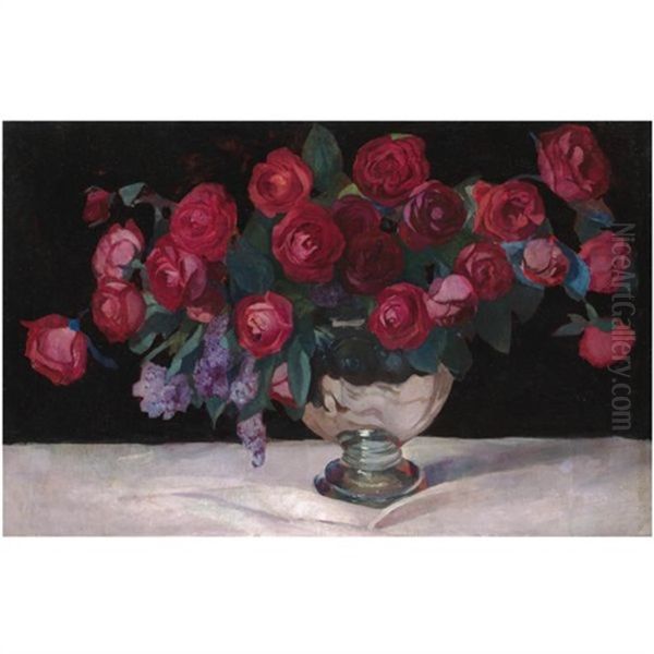 Still Life Of Roses And Lilac by Savely Abramovich Sorine