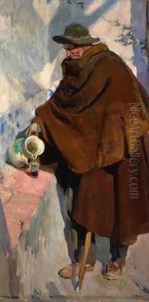 Viejo Castellano Sirviendose Vino (the Old Man Of Castille) Oil Painting by Joaquin Sorolla