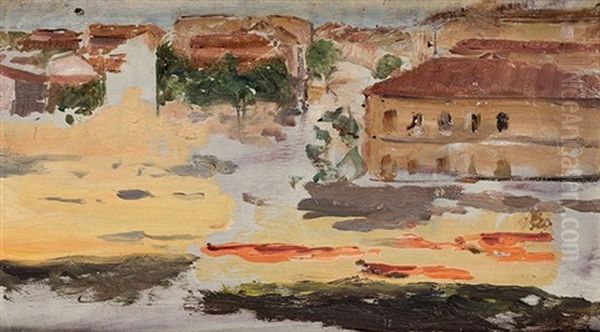 Ciudad Desde El Puente Oil Painting by Joaquin Sorolla