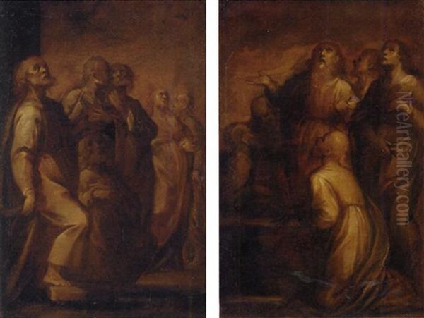 Assumption Of The Virgin: Six Apostles, One Kneeling Oil Painting by Pietro Sorri