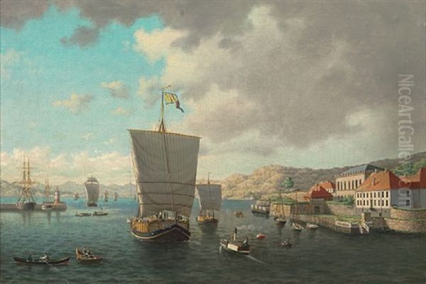 Indseilingen Til Bergen Oil Painting by Frederik Sorvig