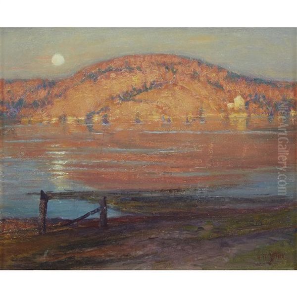 Moonlit River Oil Painting by George William Sotter