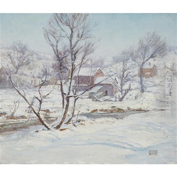 Creek In Winter Oil Painting by George William Sotter