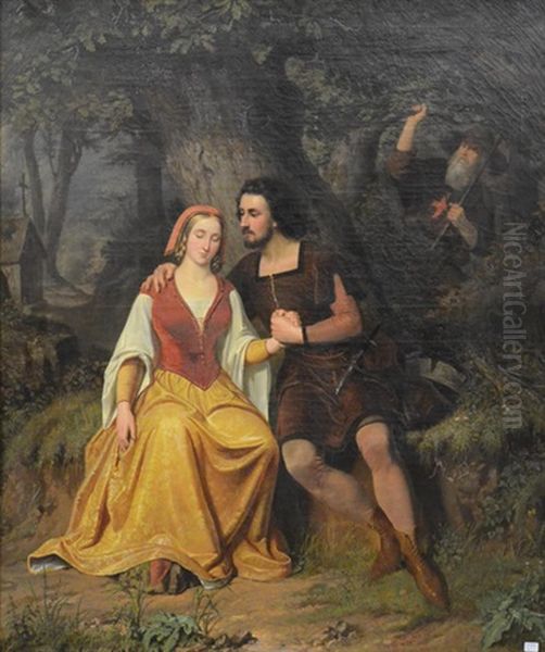 Couple Moyenageux Oil Painting by Charles Soubre