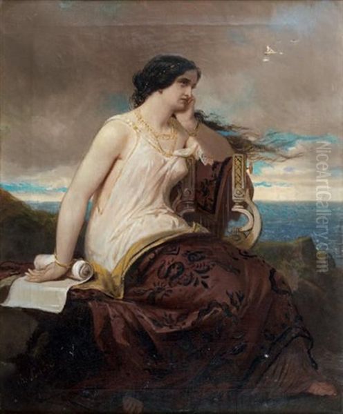 Sapho A Leucate Oil Painting by Charles Soubre