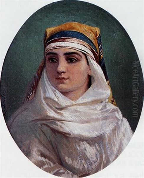 Portrait D'une Jeune Orientale Oil Painting by Charles Soubre