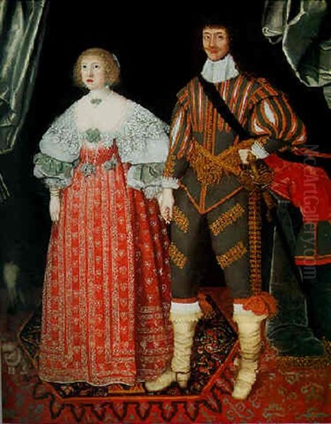 Portrait Of Lord And Lady Poulett Of Hinton St. George Oil Painting by John Souch