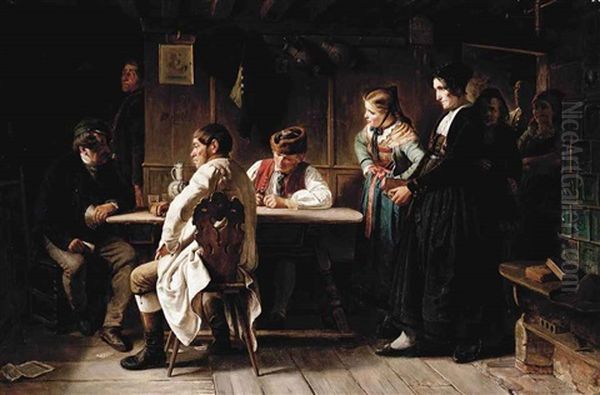 Cheating At Cards Oil Painting by Wilhelm Ferdinand Souchon