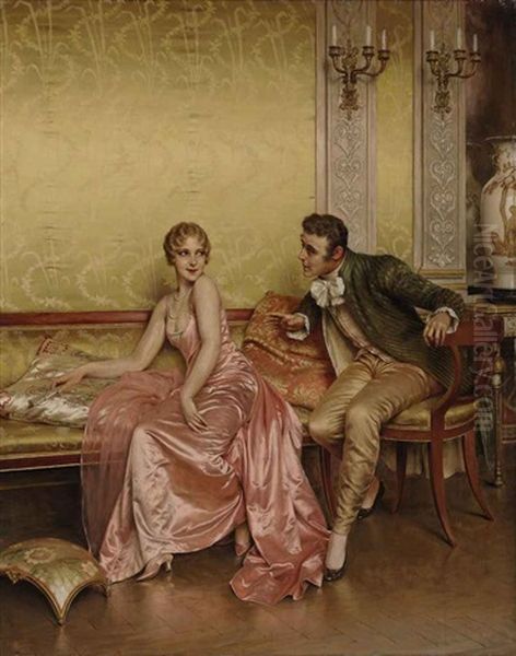 The Conversation Oil Painting by Charles Soulacroix