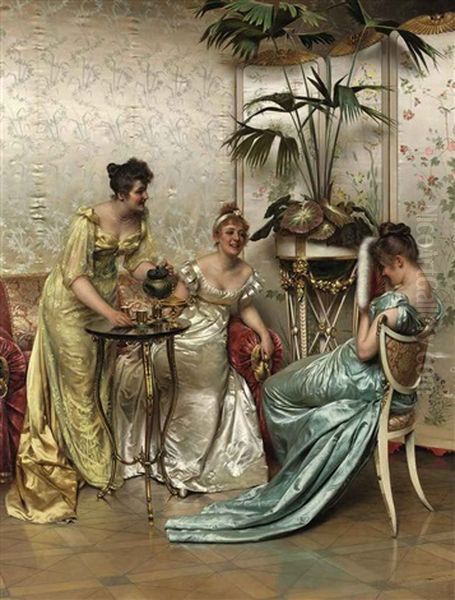 Teatime Tales Oil Painting by Charles Soulacroix