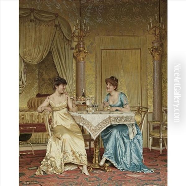 Gossip With Breakfast Oil Painting by Charles Soulacroix