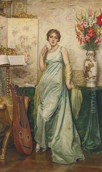 A Pause In The Music Oil Painting by Frederic Soulacroix