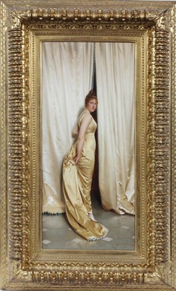 Lady Stepping Through Curtains Oil Painting by Frederic Soulacroix