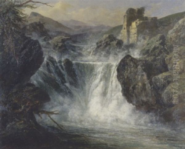 Der Wasserfall Oil Painting by Leon Soulie