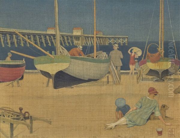 A Golden Evening, Southwold Oil Painting by Joseph Edward Southall