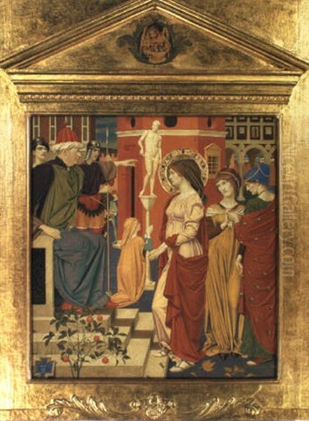 St Dorothea And Her Two Sisters Refusing To Worship The Idol Oil Painting by Joseph Edward Southall