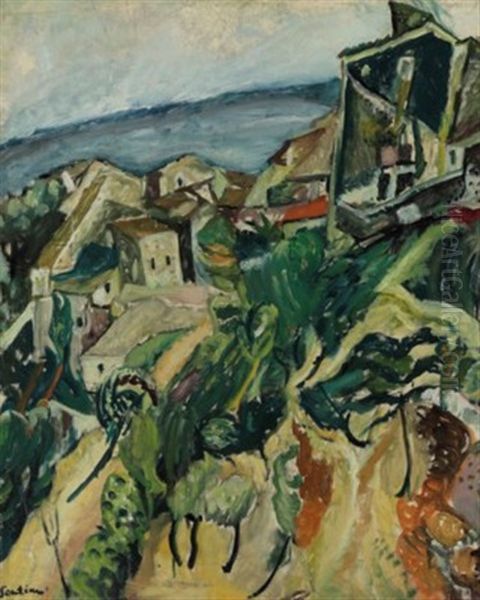 Maisons Au Bord De Mer Oil Painting by Chaim Soutine