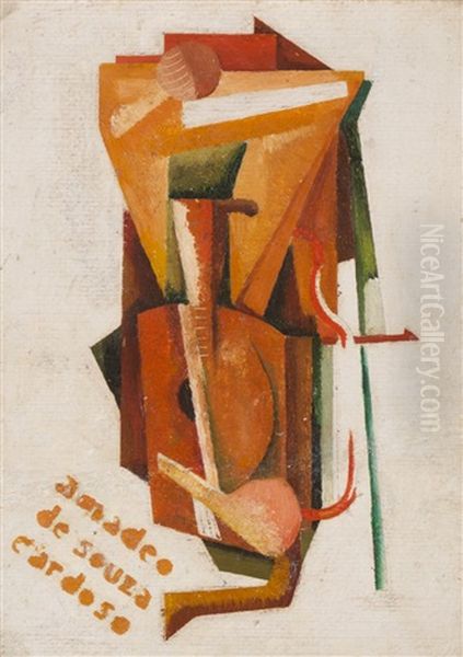 Musical Instrument Oil Painting by Amadeo De Souza Cardoso