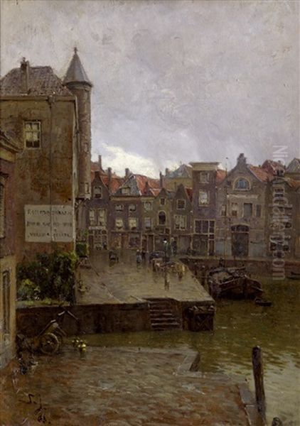 Hollandische Stadtansicht Mit Gracht Oil Painting by Carl Martin Soya-Jensen