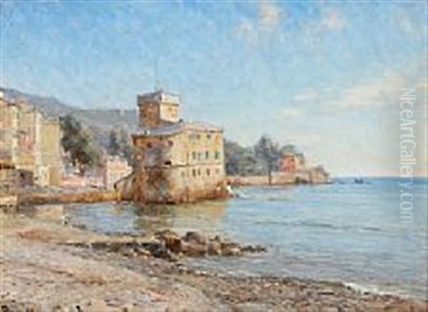 The Old Saracen Fortress In Rapallo Oil Painting by Carl Martin Soya-Jensen