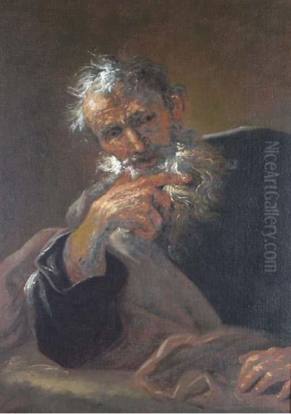 Portrait Of A Philosopher Oil Painting by Pieter Jan Brandl