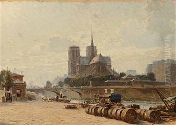 Blaest Og Varme. Notre Dame Oil Painting by Carl Martin Soya-Jensen