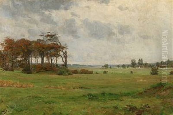 A Landscape On A Windy Day Oil Painting by Carl Martin Soya-Jensen