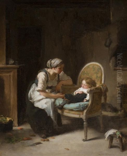 Mother And Child Oil Painting by Paul Constant Soyer