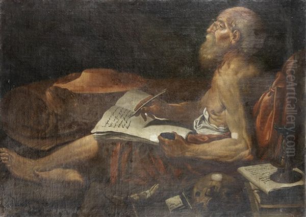 Saint Jerome Studying Oil Painting by Lionello Spada