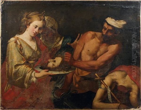 Salome Recevant La Tete De Saint Jean-baptiste Oil Painting by Lionello Spada