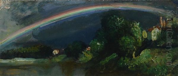 Paesaggio Con Arcobaleno Oil Painting by Armando Spadini