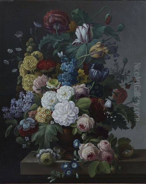 Bouquet De Fleurs (pair) Oil Painting by Cornelis van Spaendonck