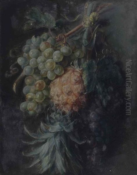 Nature Morte A L'ananas Et Aux Grappes De Raisins Oil Painting by Cornelis van Spaendonck