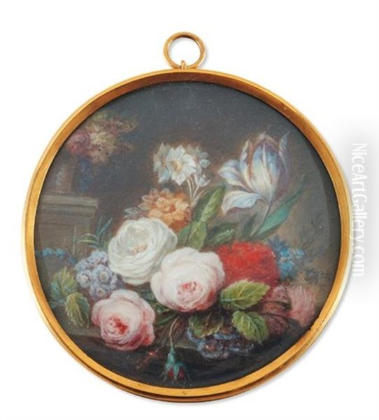 Bouquet De Fleurs Sur Un Entablement De Pierre by Gerard Van Spaendonck