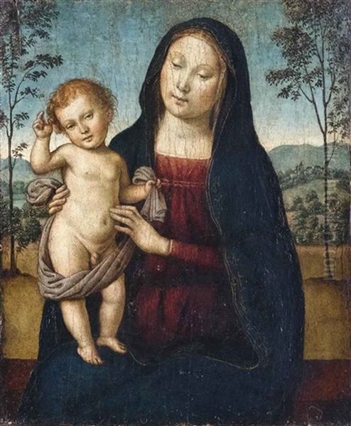 Madonna Col Bambino Oil Painting by  Spagna (Giovanni lo Spagnolo)