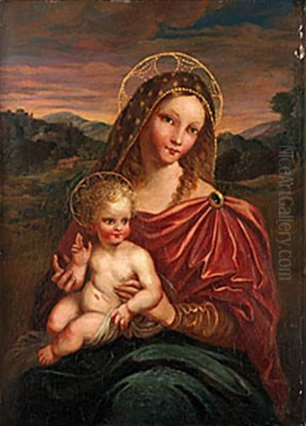 Madonnan Med Barnet Oil Painting by  Spagna (Giovanni lo Spagnolo)