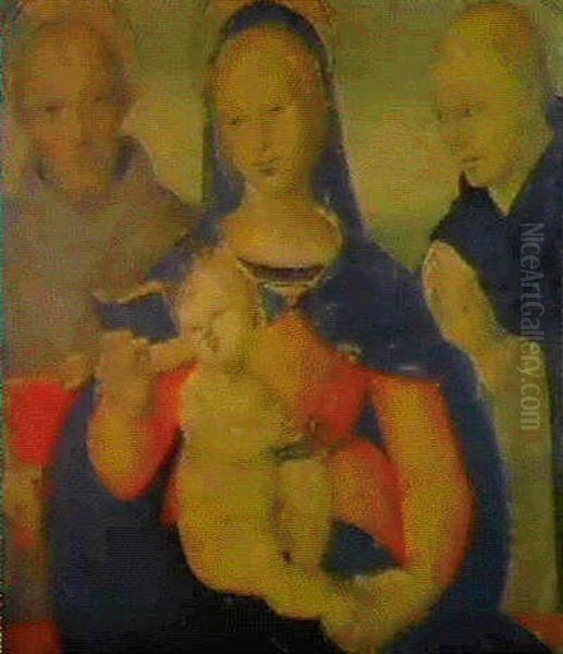 Madonna Col Bambino E I Santi Francesco E Domenico Oil Painting by  Spagna (Giovanni lo Spagnolo)