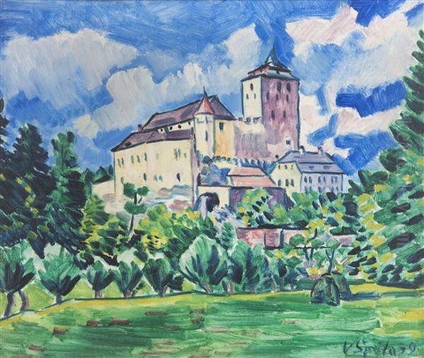 Kost Castle From The South Oil Painting by Vaclav Spala