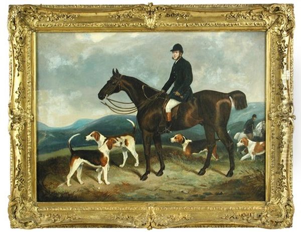 A Huntsman With His Hounds Oil Painting by Charles Bilger Spalding