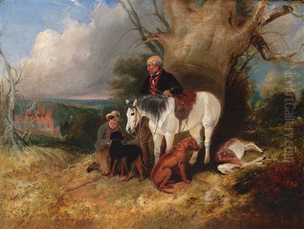 Knabe Mit Pony Und Jagdhunden Oil Painting by Charles Bilger Spalding