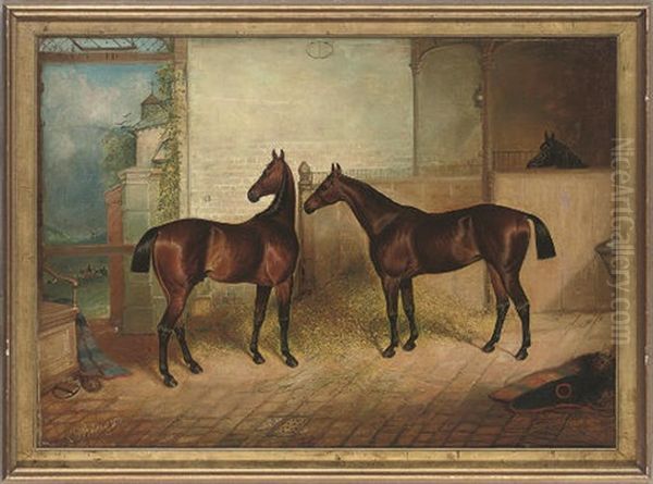 Ears Pricked, Alterted By A Hunt Oil Painting by Charles Bilger Spalding