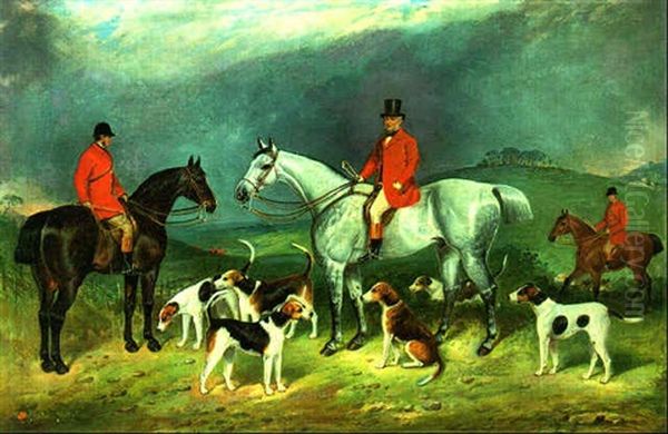 Portrait Of Sir Richard Burton, Master Of The Burton Hunt, Mounted On His Grey Hunter Oil Painting by Charles Bilger Spalding