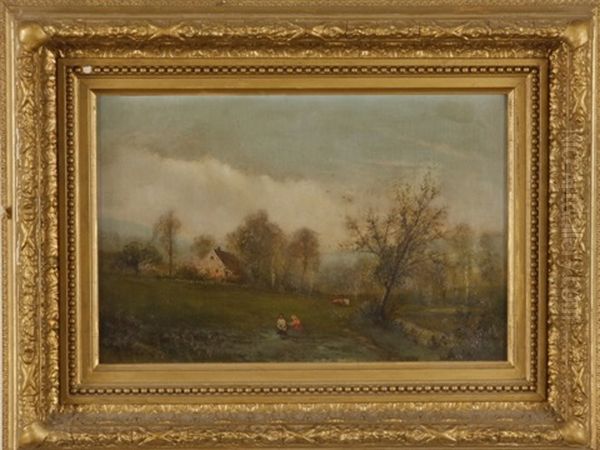 Landscape With Figures Oil Painting by Frederick A. Spang