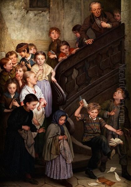 Ende Der Schulstunde by Gustav Adolf Spangenberg