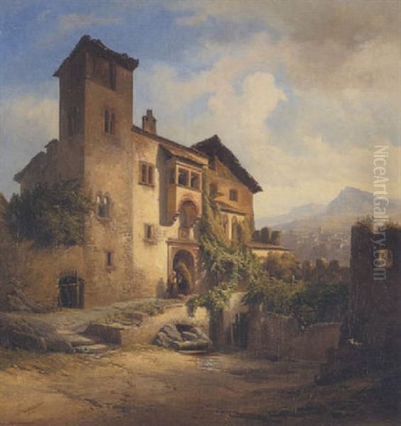 Italienischer Palazzo Oil Painting by Louis Spangenberg