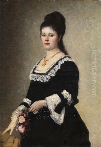 Portrait D'elegante Berlinoise Oil Painting by Paul Spangenberg