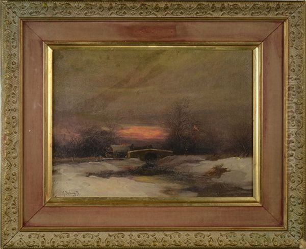 Winter Landscape During Sunset by Bela Von Spanyi