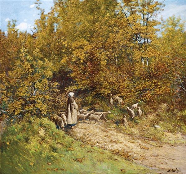 Autumn By The Forest Oil Painting by Bela Von Spanyi