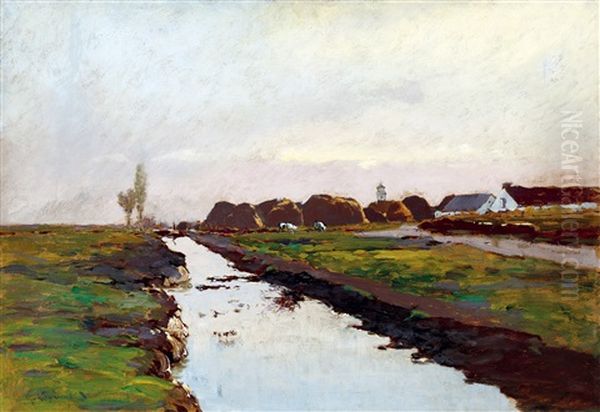 Landscape (mirroring) Oil Painting by Bela Von Spanyi