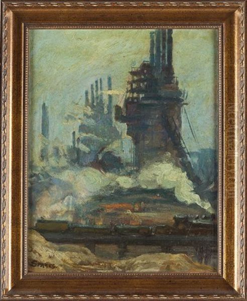 Steel Mills Oil Painting by Arthur Watson Sparks